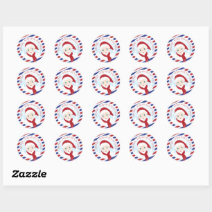 Santa Claus blue and red  Classic Round Sticker