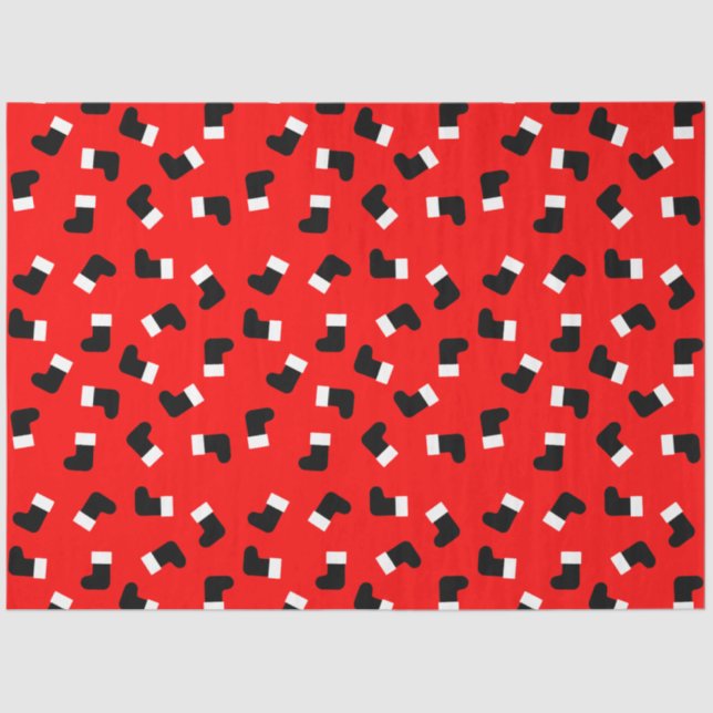 Santa Claus Boots Christmas Holiday Pattern Red Tissue Paper (Front)