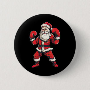 Santa Claus Boxer Boxing Kickboxing Christmas Mart 2 Inch Round Button