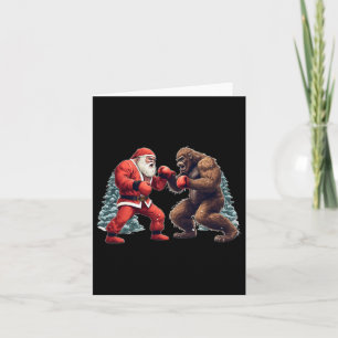 Santa Claus Boxing Bigfoot Sasquatch Christmas  Card
