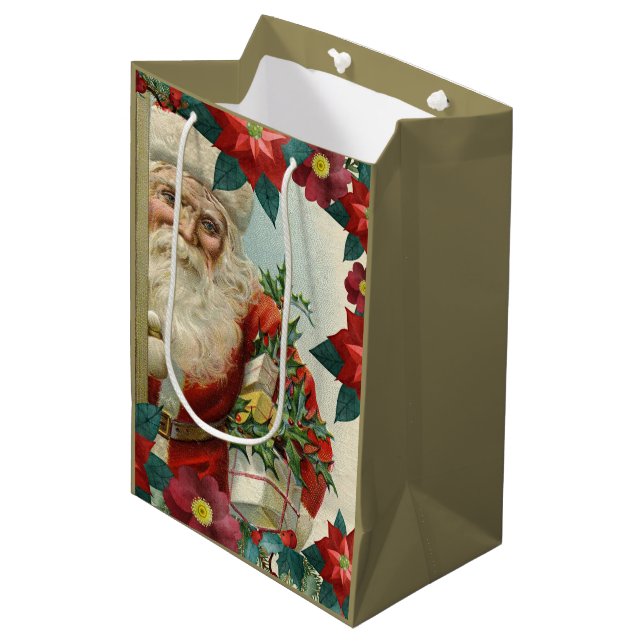 Santa Claus bringing gifts and presents Medium Gift Bag (Front Angled)