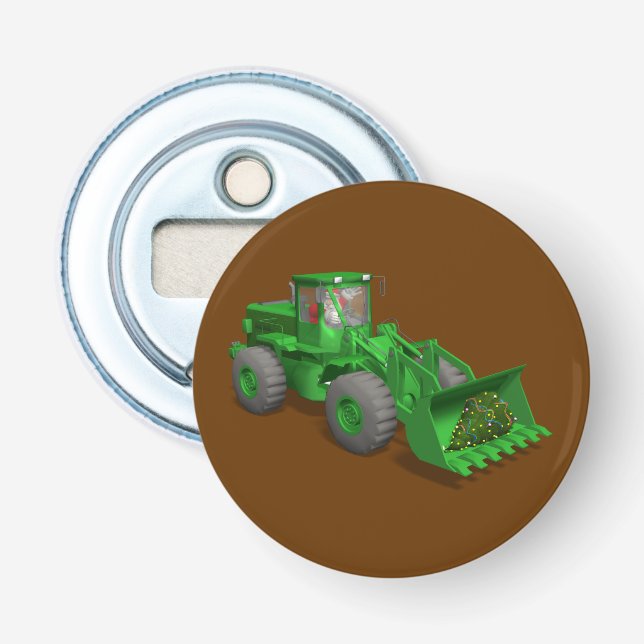 Santa Claus Bulldozer Operator Bottle Opener (Front)
