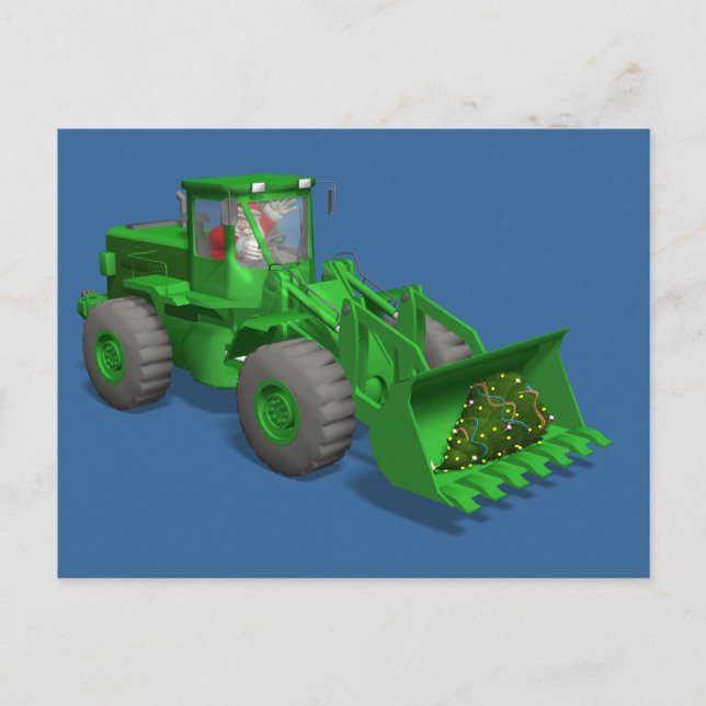 Santa Claus Bulldozer Operator Holiday Postcard (Front)