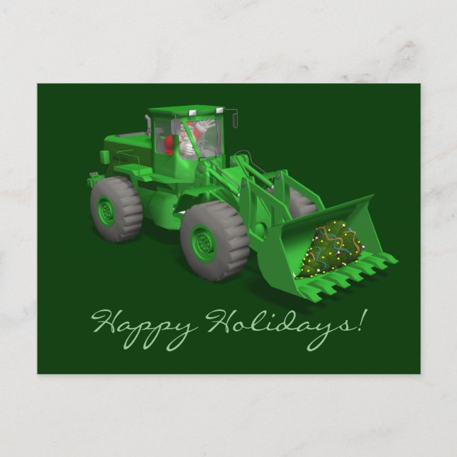 Santa Claus Bulldozer Operator Holiday Postcard (Front)