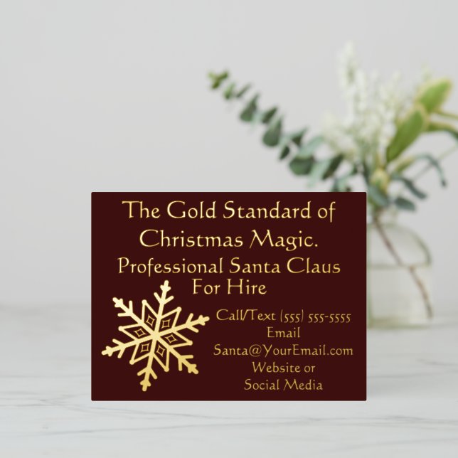 Santa Claus Business Card Gold Postcard (Standing Front)