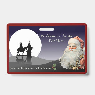 Santa Claus Business Card Jesus Is The Reason Badge