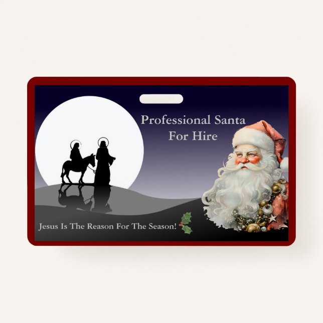Santa Claus Business Card Jesus Is The Reason Badge (Front)