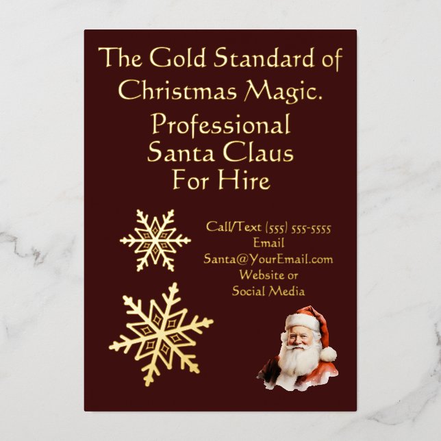 Santa Claus Business Card Print Gold  (Front)