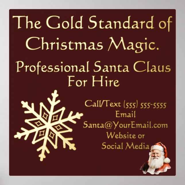 Santa Claus Business Card Print Gold  (Front)