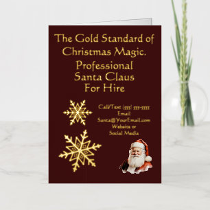 Santa Claus Business Greeting Card Gold Foil