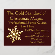 Santa Claus Business Post Card Gold Foil