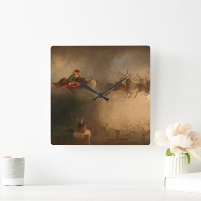 Santa Claus by William Holbrook Beard Square Wall Clock (Home)