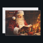 Santa Claus Candlelight Tree Christmas Holiday Card<br><div class="desc">Christmas/holiday greeting card with a painting of Santa Claus sitting by the Christmas tree,  reading by candlelight. Personalized on the back with your message and name. Contact me for assistance with your customization or to request additional matching or coordinating Zazzle products.</div>