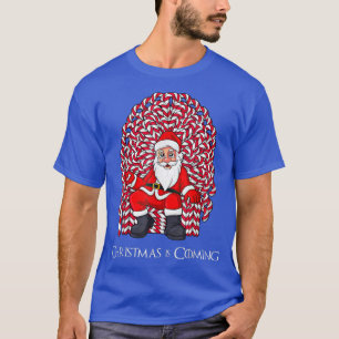 Santa Claus Candy Cane Throne Christmas Boys Girls T-Shirt