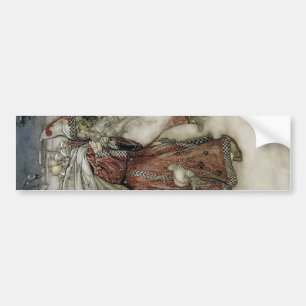 Santa Claus Carrying a Sack of Gifts through Snow Bumper Sticker
