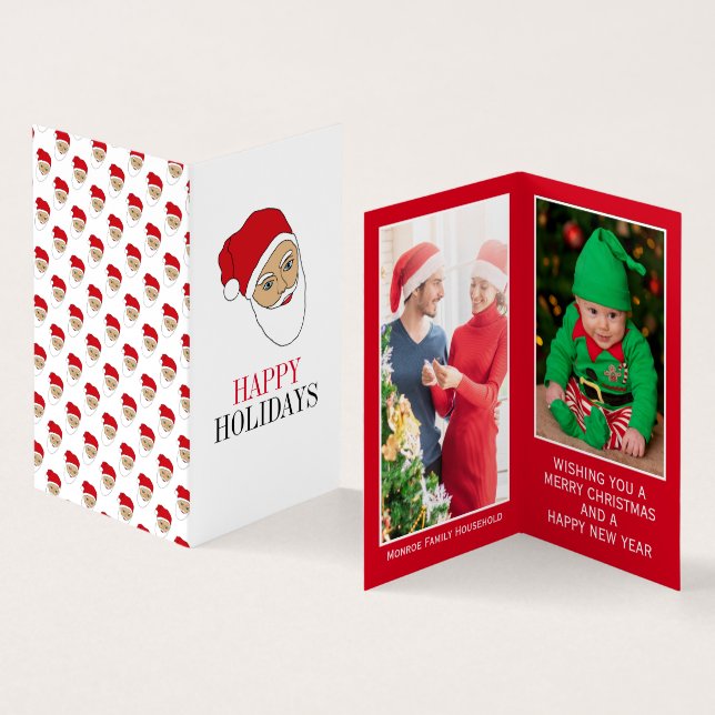 Santa Claus, Carte de Noël Photo Famille (Intérieur et extérieur)