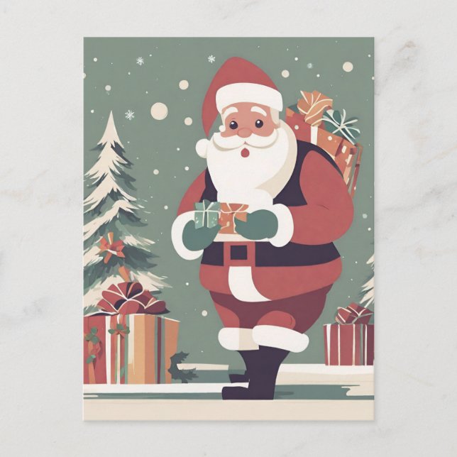 Santa Claus carte moderne de Noël du milieu du siè (Devant)
