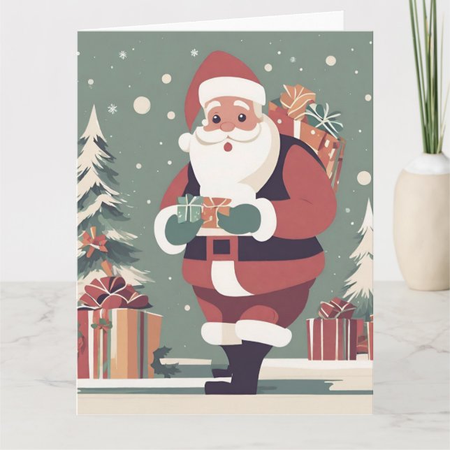 Santa Claus carte moderne de Noël du milieu du siè (Devant)