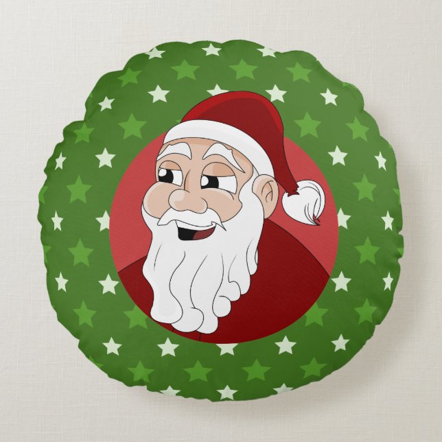 Santa Claus Cartoon Round Pillow (Front)