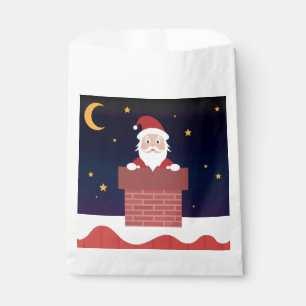 Santa Claus cartoon Xmas night down the Chimney Favour Bag