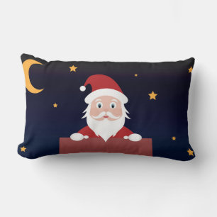 Santa Claus cartoon Xmas night down the Chimney  Lumbar Pillow