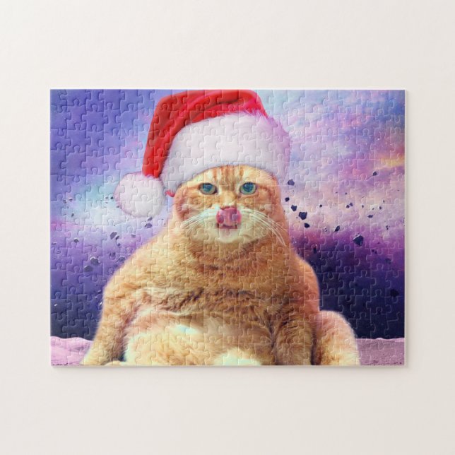 Santa Claus Cat Moon Jigsaw Puzzle (Horizontal)