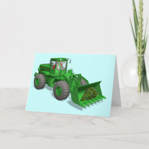 Santa Claus Caterpillar Driver Holiday Card
