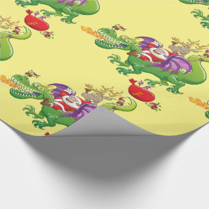 Santa Claus Changed his Reindeer for a Dragon Wrapping Paper