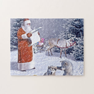 Santa Claus checking the gift list Jigsaw Puzzle