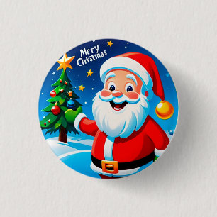 Santa Claus Cheerful Greeting 1 Inch Round Button