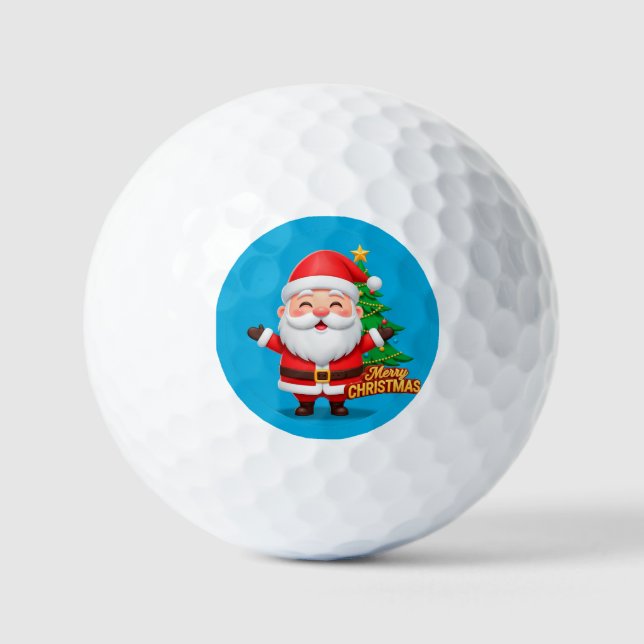 Santa Claus Cheerful Greeting Golf Balls (Front)
