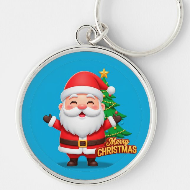 Santa Claus Cheerful Greeting Keychain (Front)