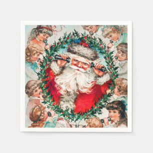 Santa Claus & Children Merry Christmas Napkin