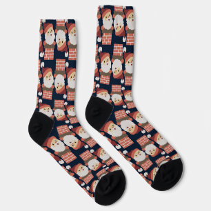 Santa Claus Chimney Christmas Pattern Socks