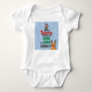 Santa Claus chimney snowflakes funny joke blue Baby Bodysuit