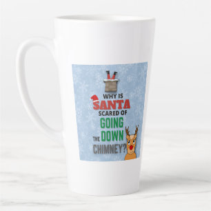 Santa Claus chimney snowflakes funny joke blue  Latte Mug