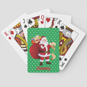 Santa Claus Christmas Add NAME Stocking Stuffer Playing Cards