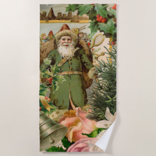 Santa Claus Christmas Antique Beautiful Art Beach Towel