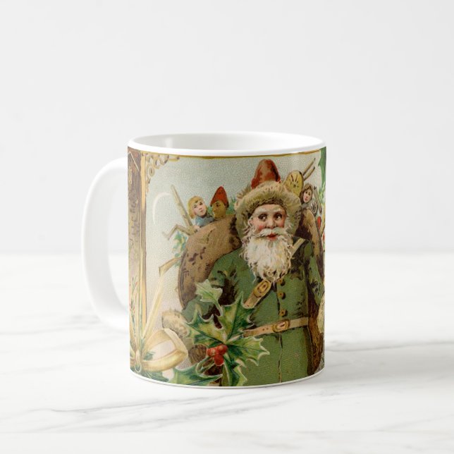 Santa Claus Christmas Antique Beautiful Art Coffee Mug (Front Left)