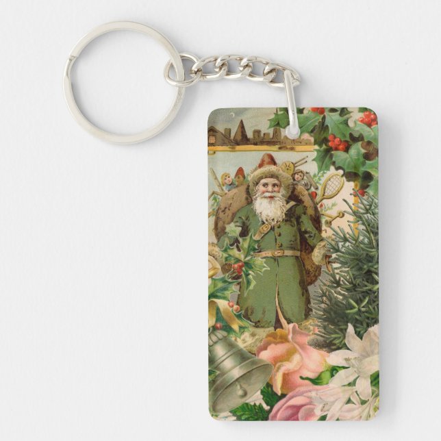 Santa Claus Christmas Antique Beautiful Art Keychain (Front)