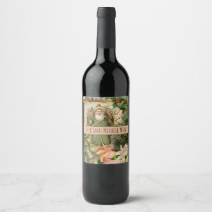 Santa Claus Christmas Antique Beautiful Art Wine Label