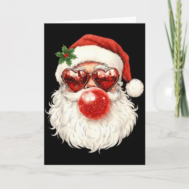 Santa Claus Christmas Blowing Bubble Gum And Sungl Card (Front)