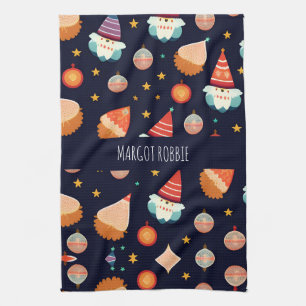 Santa Claus Christmas Decorations Retro Pattern Kitchen Towel