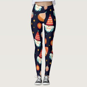 Santa Claus Christmas Decorations Retro Pattern Leggings