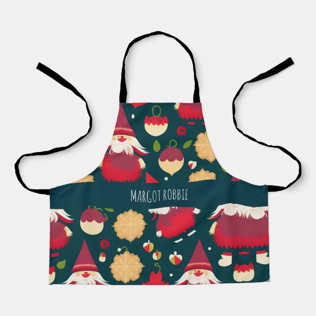 Santa Claus Christmas Decorations Water Pattern Apron (Front)