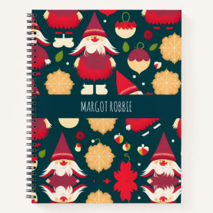 Santa Claus Christmas Decorations Water Pattern Notebook
