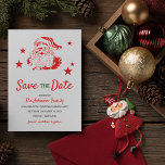 Santa Claus Christmas Dinner Party Save the Date Holiday Card<br><div class="desc">Contemporary christmas party save the date holiday card,  featuring a classic white background,  a red and white santa claus,  stars to add that magical touch and a modern template of the event or celebration.</div>