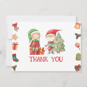 Santa Claus Christmas Elf Thank You Card