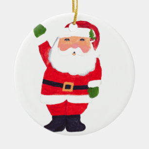 Santa Claus Christmas Festive retro vintage  Ceramic Ornament