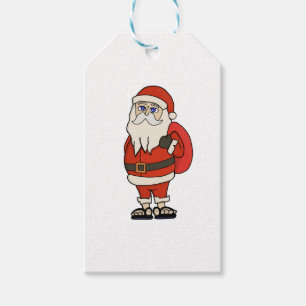 Santa Claus Christmas Flip Flops Gift Tags